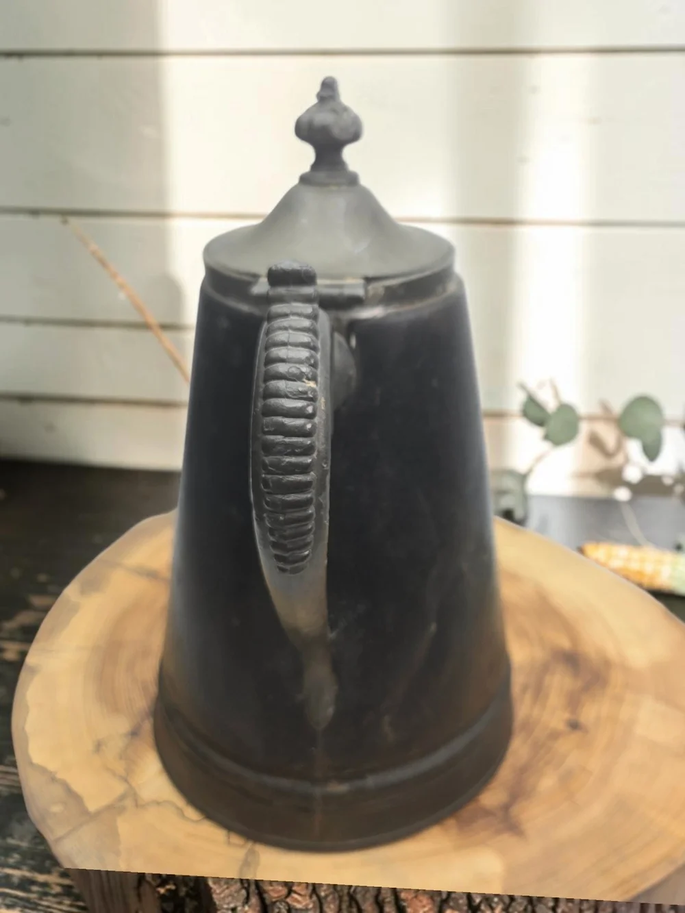 Antique 19th-Century Pewter/Britannia Ware Tea or Coffee Pot